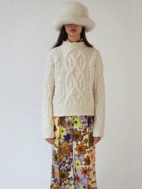 Acne studios Edyta Cozy Cable Knit Crewneck Sweater